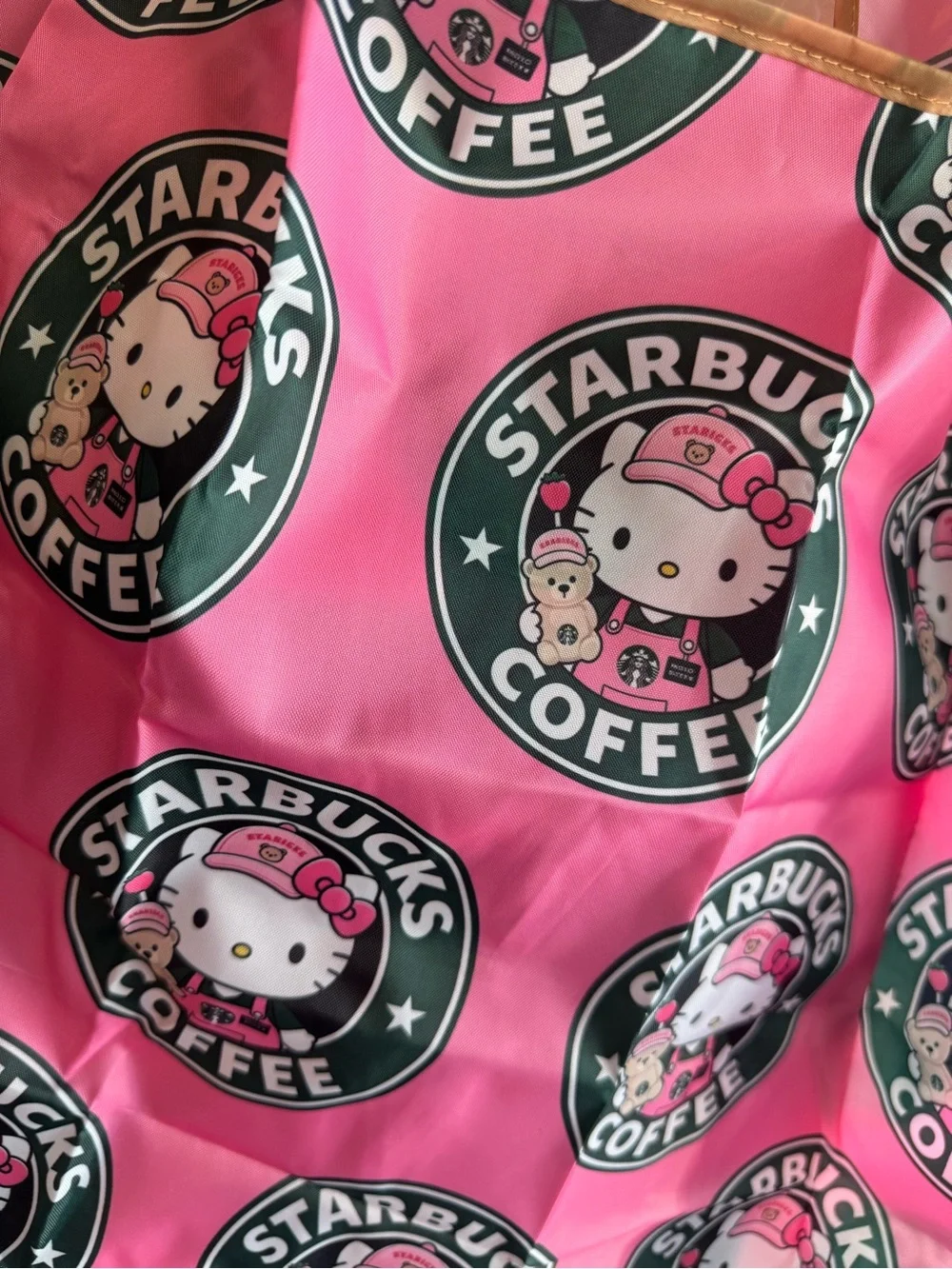 Foldable tote shopping bag !!hello kitty Starbucks